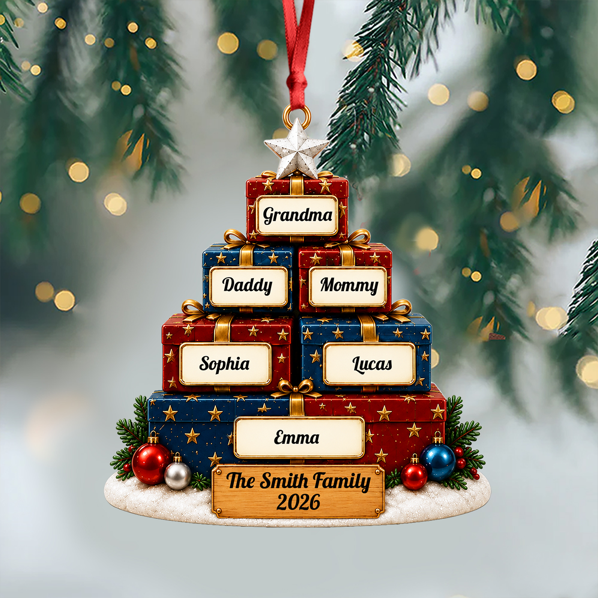 250 Years Christmas Ornament, Patriotic - Real 3D Relief Ornament