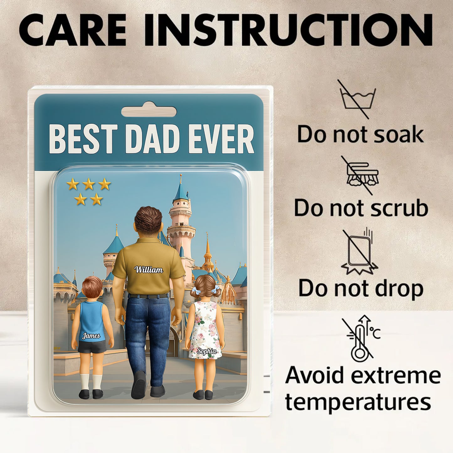 Best Dad Ever Style - Custom Figure Personalized Acrylic Block Plaque