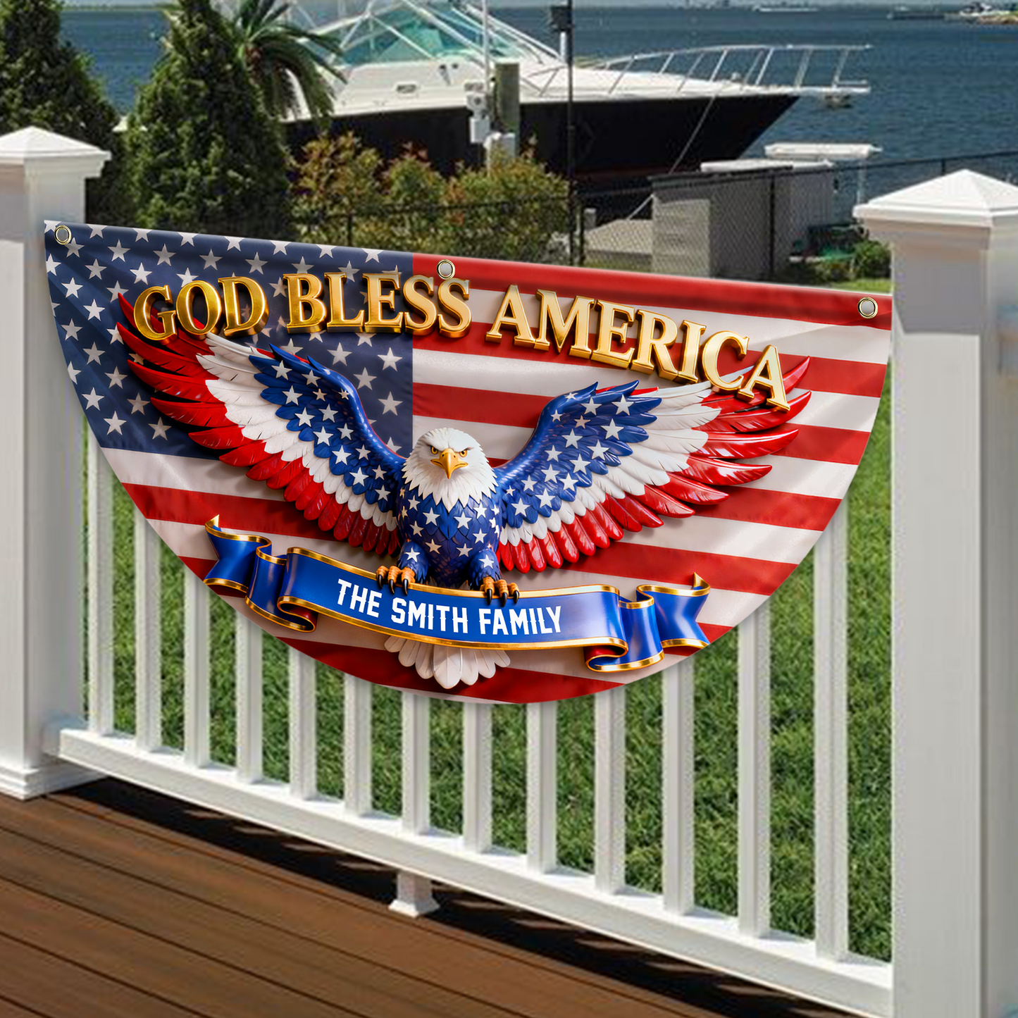 God Bless Our Family 250 Years Of Freedom Glitter Fan Flag - Custom Family Name Non-Pleated Fan Flag