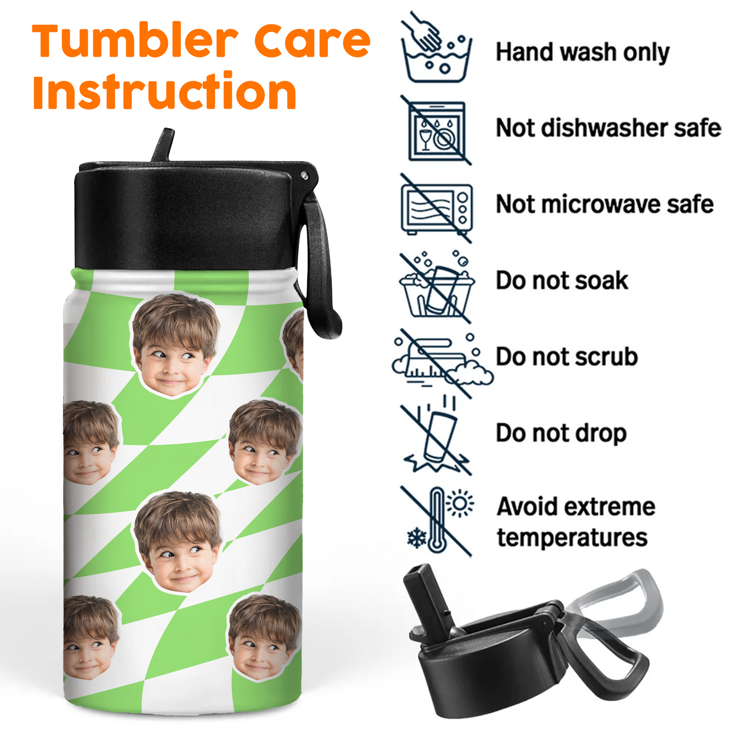 Bottle Kids Cups With Name Color - Back to School Water Bottle With Straw Lid - 12 oz Stainless Steel