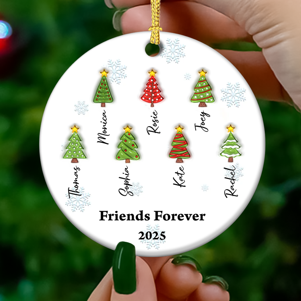 Christmas Tree Family - Personalized Custom Ceramic Ornament 3D Effect