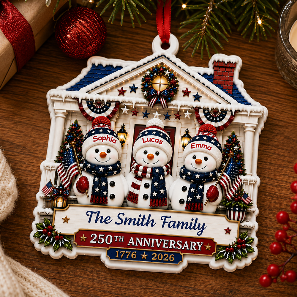 Personalized America 250th Anniversary - Real 3D Relief Ornament 2