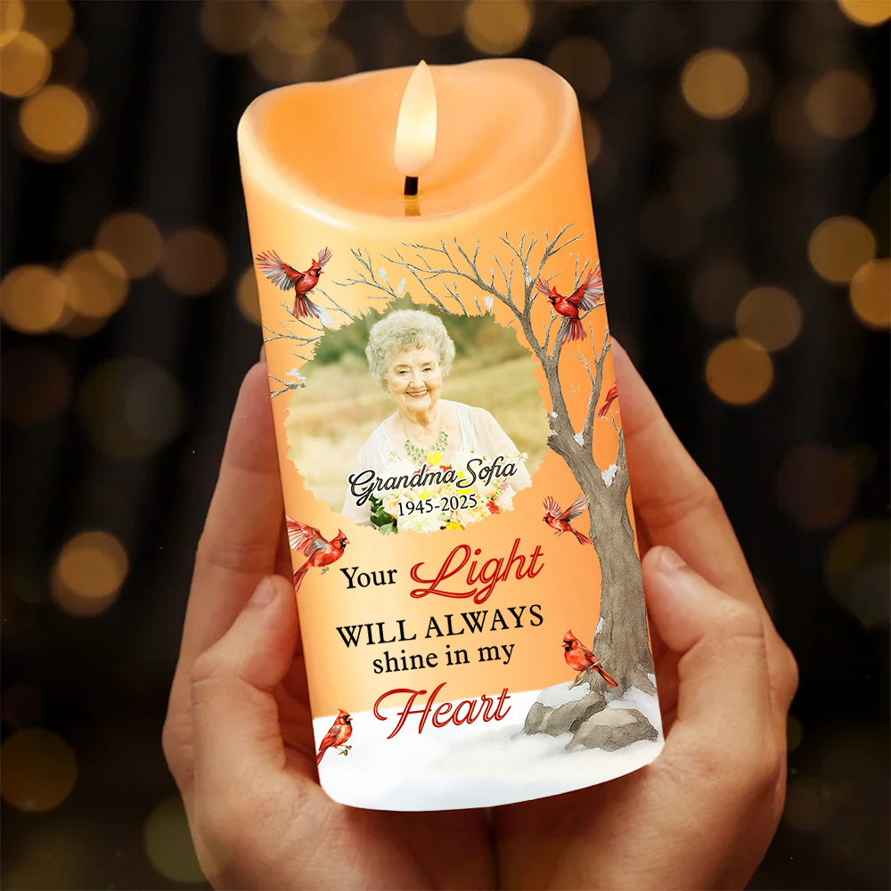 Your Light Will Always Shine In My Heart - Personalized Photo LED Candle