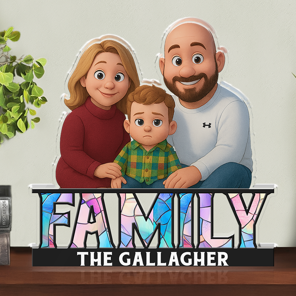 Our Family Name Colorful - Custom Figure Personalized Acrylic Block Plaque