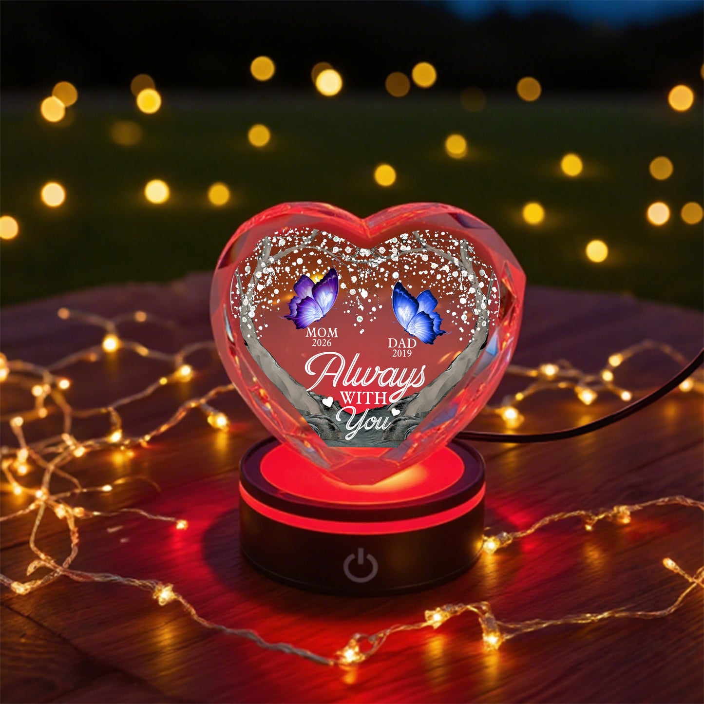 I Am Always With You Butterfly - Personalized Custom Crystal Led Light