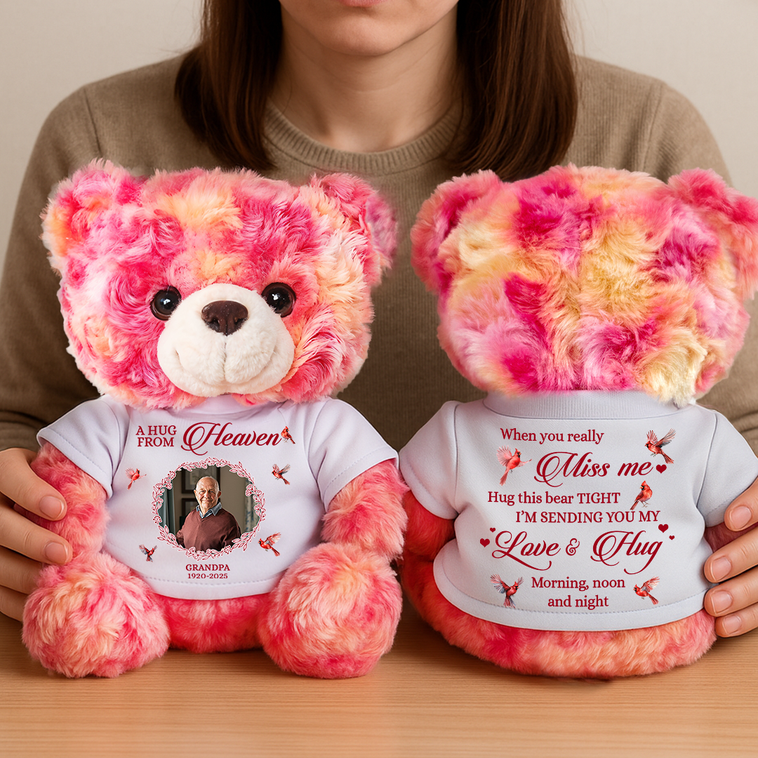 A Hug From Heaven Cardinal - Memorial Personalized Custom Teddy Bear Plush