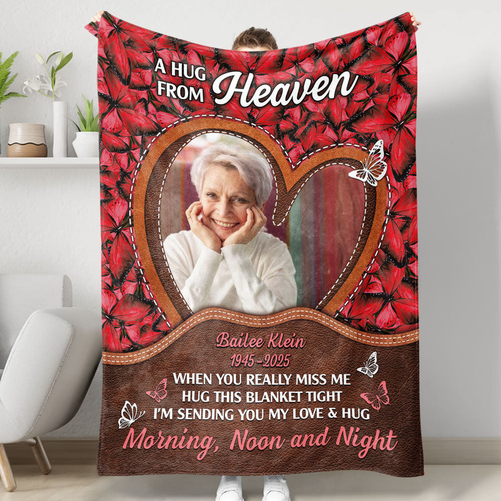 A Heart From Heaven Butterfly - Memorial Personalized Custom Blanket - Sympathy Gift