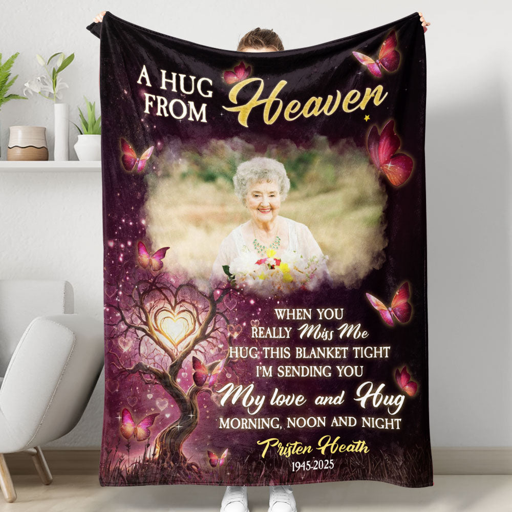 I am Always With You Purple - Memorial Personalized Custom Blanket - Sympathy Gift