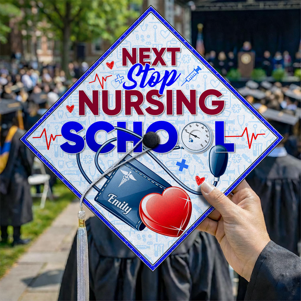 Class Of 2026 Nursing School Topper - Personalized Printed Graduation Cap Topper