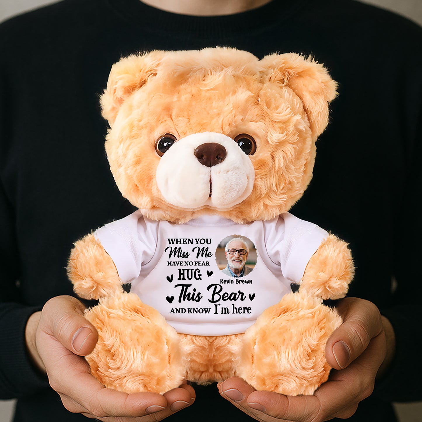Hug From Heaven I Miss You - Memorial Personalized Custom Teddy Bear Plush - Sympathy Gift For Family Members