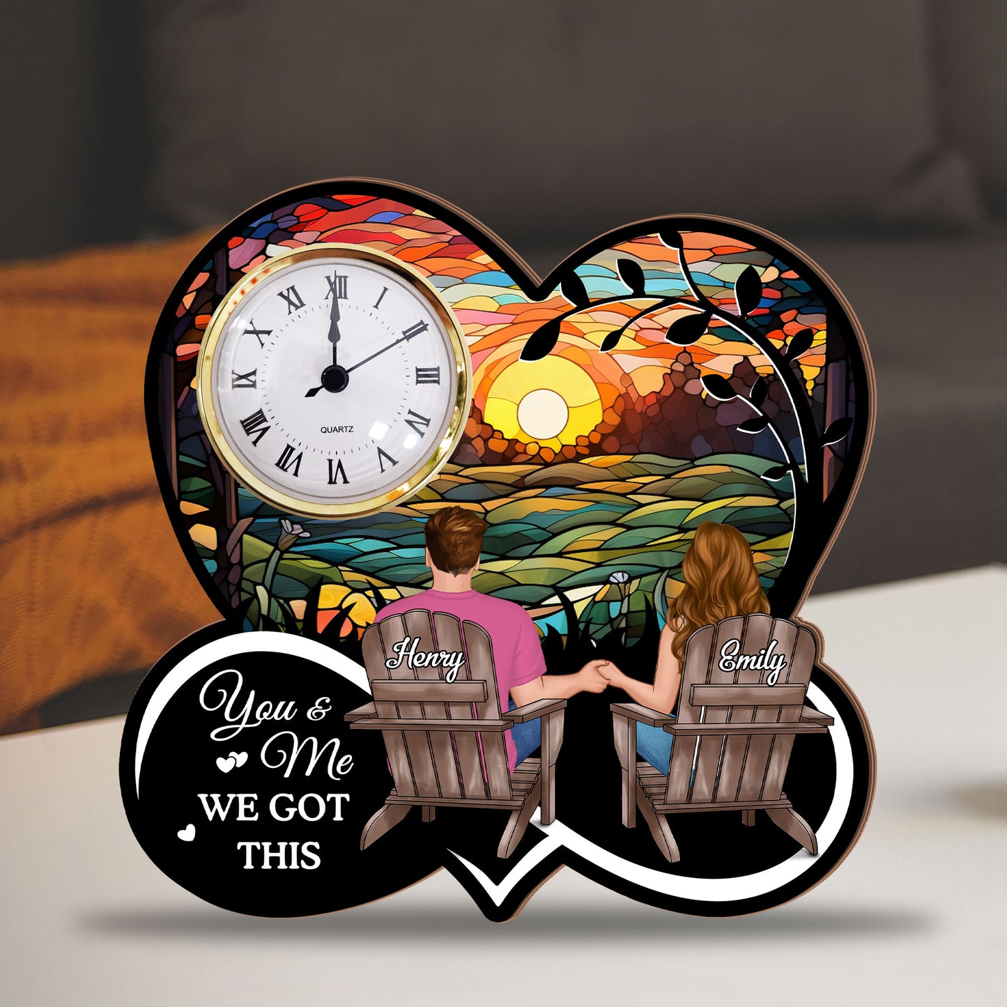 Love That Grows With Time - Desk Clock Plaque Personalized Gifts