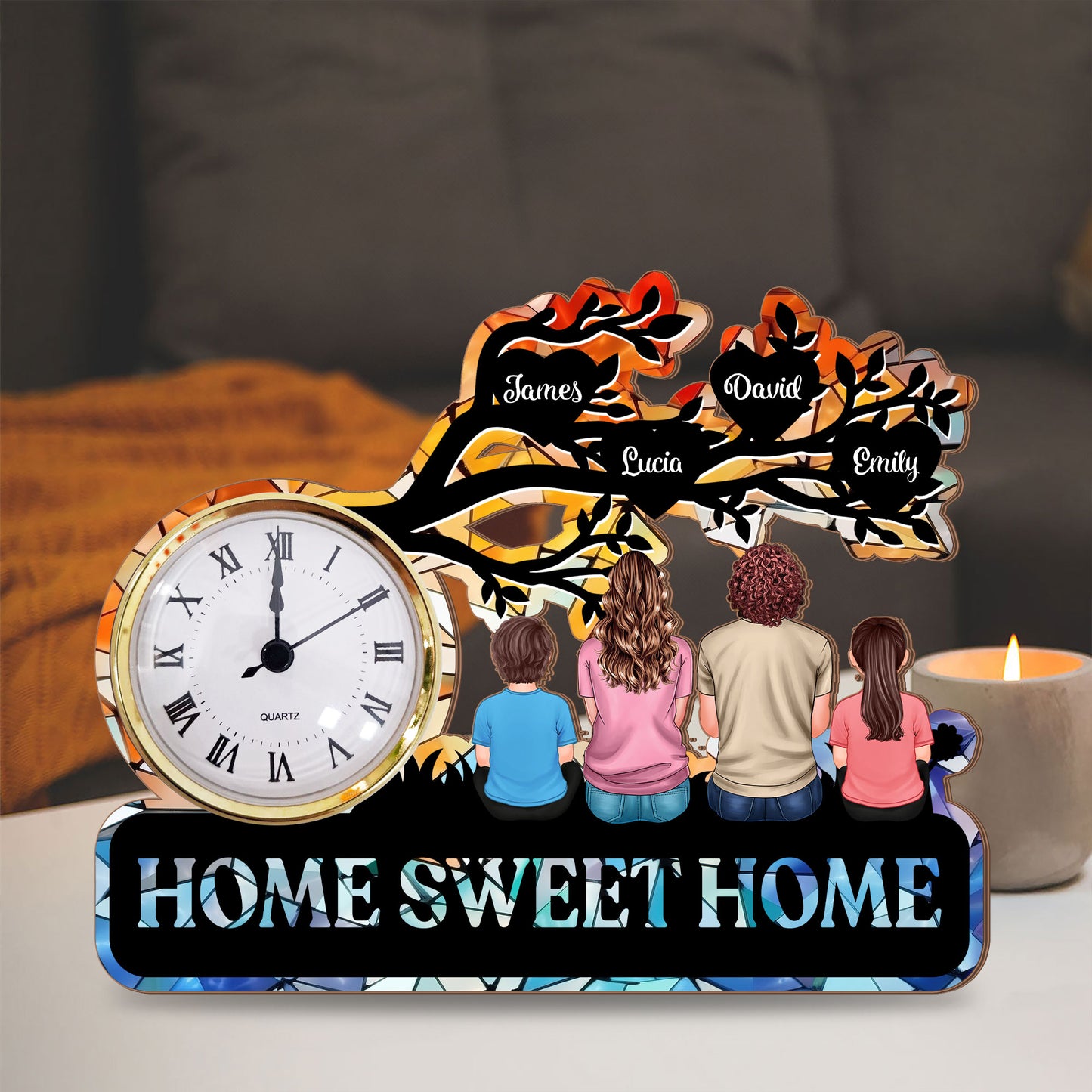 Sweet Home - Desk Clock Plaque Personalized Gifts