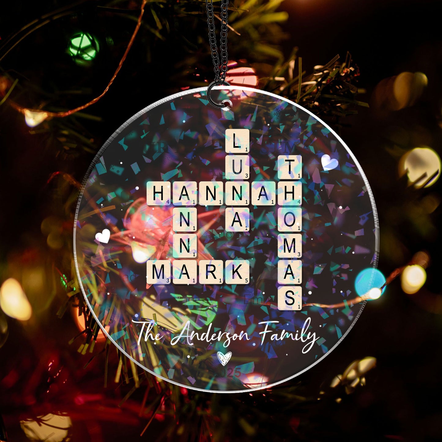 Family Decor Crossword Puzzle - Custom Shape Hologram Ornament