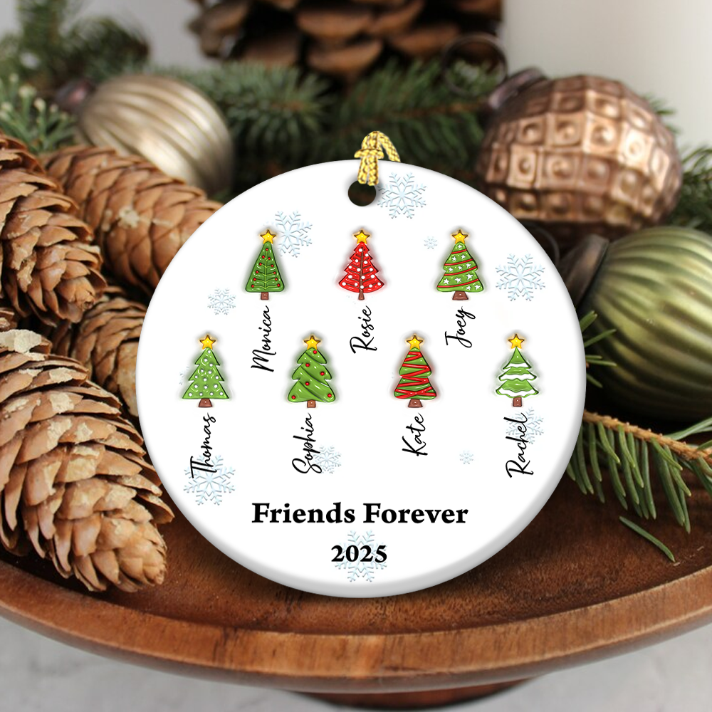 Christmas Tree Family - Personalized Custom Ceramic Ornament 3D Effect