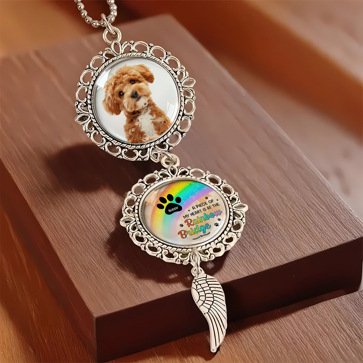 My Favorite Hello Rainbow - Personalized Photo Car Ornament With Charm