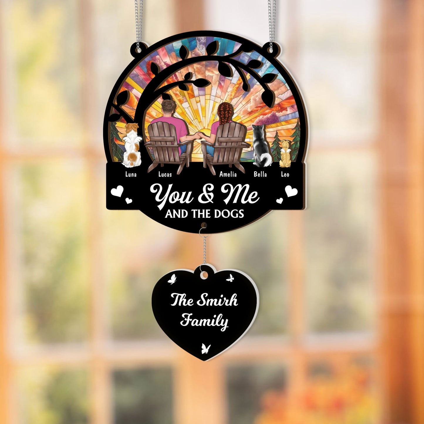 Our Family - 2 Layered Suncatcher with Charm - Christmas Gift