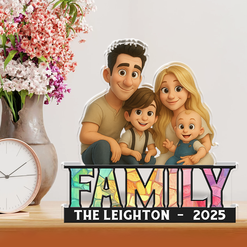 Our Family Name Colorful - Custom Figure Personalized Acrylic Block Plaque