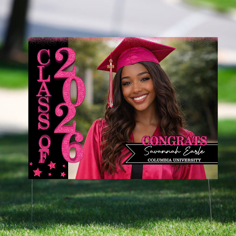 Graduation Glitter Lawn Sign, Graduation Gift - Personalized Graduation Yarn Sign With Stake