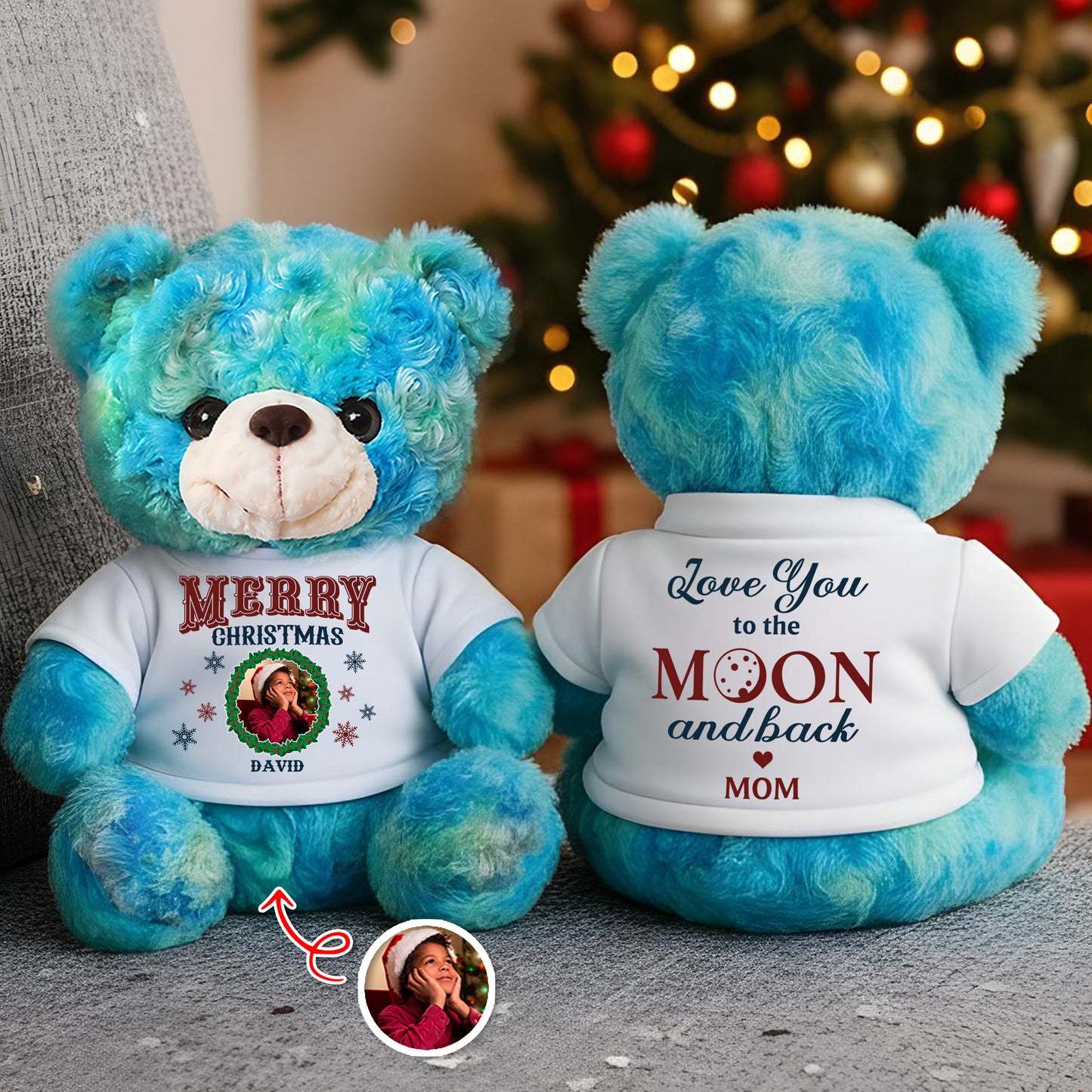 Love You To The Moon and Back Christmas - Personalized Custom Teddy Bear Plush
