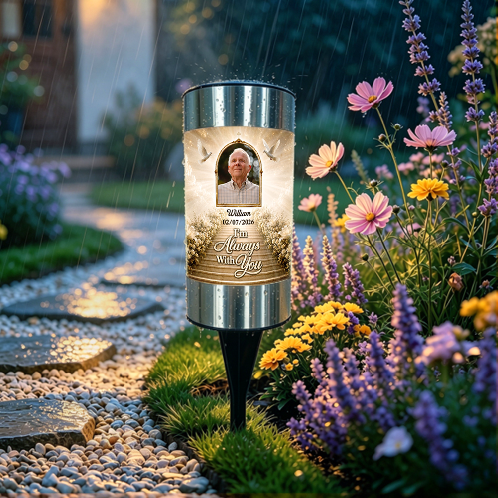 Custom Photo Solar Garden Light - Personalized Memorial Sympathy Gifts For Loss Of Mom, Dad - Forever With You