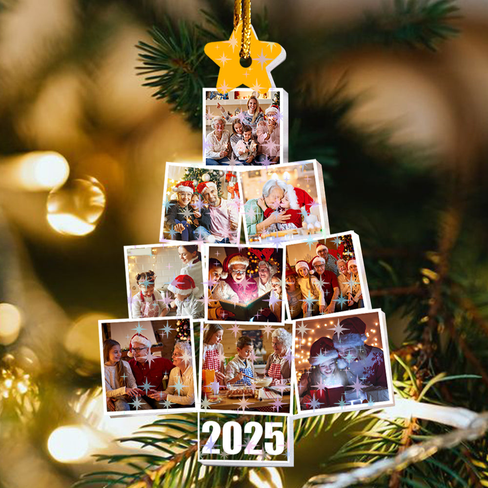 The Christmas Times Family Photo - Custom Shape Hologram Ornament