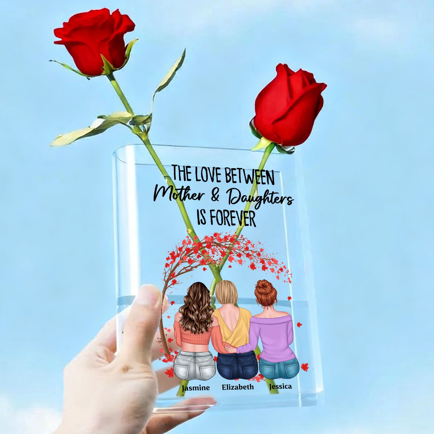 The Love Between Mother & Daughters Is Forever - Personalized Acrylic Book Vase