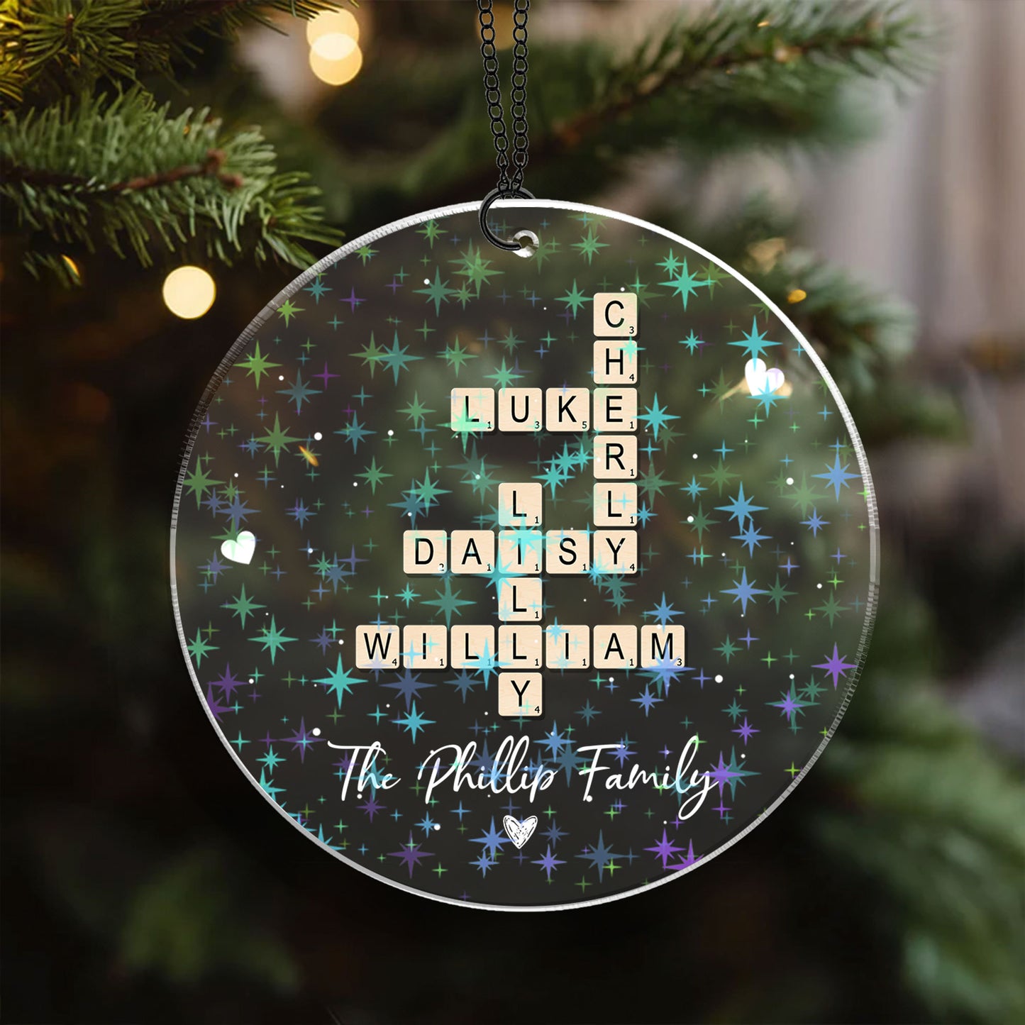 Family Decor Crossword Puzzle - Custom Shape Hologram Ornament
