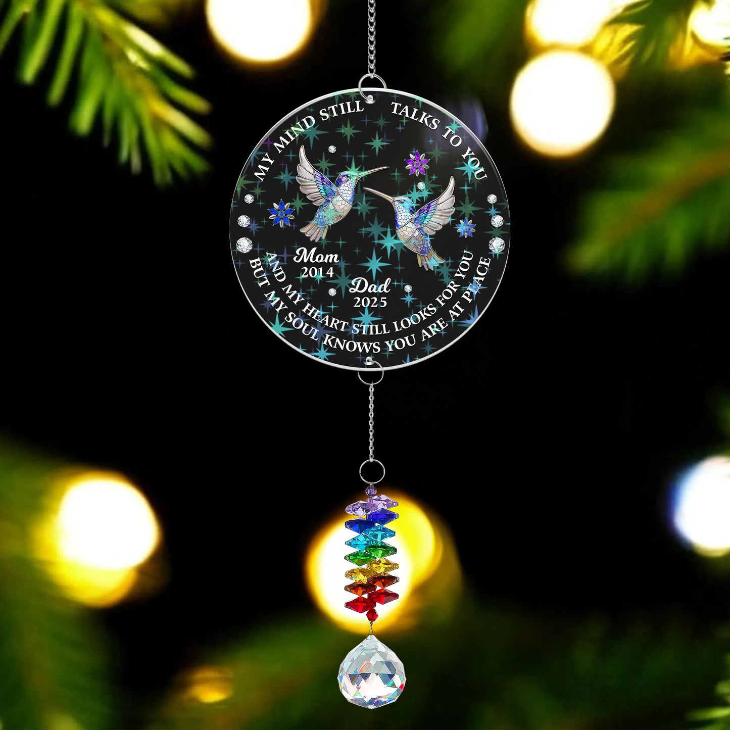 My Soul Knows You Are At Peace - Ornament Hanging Piece With Crystal Charm