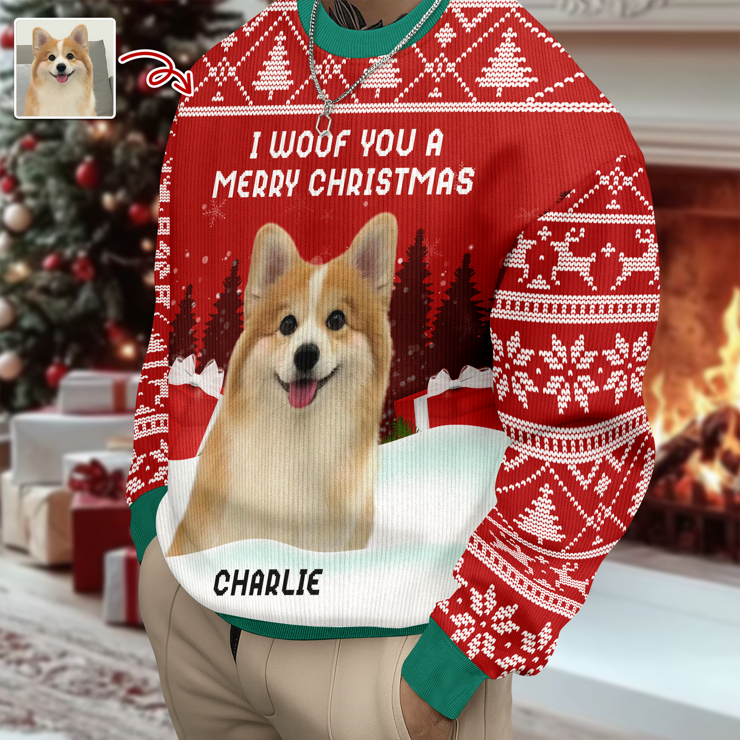 We Woof You Ugly Sweatshirt - Unisex Wool Jumper - Christmas Gift