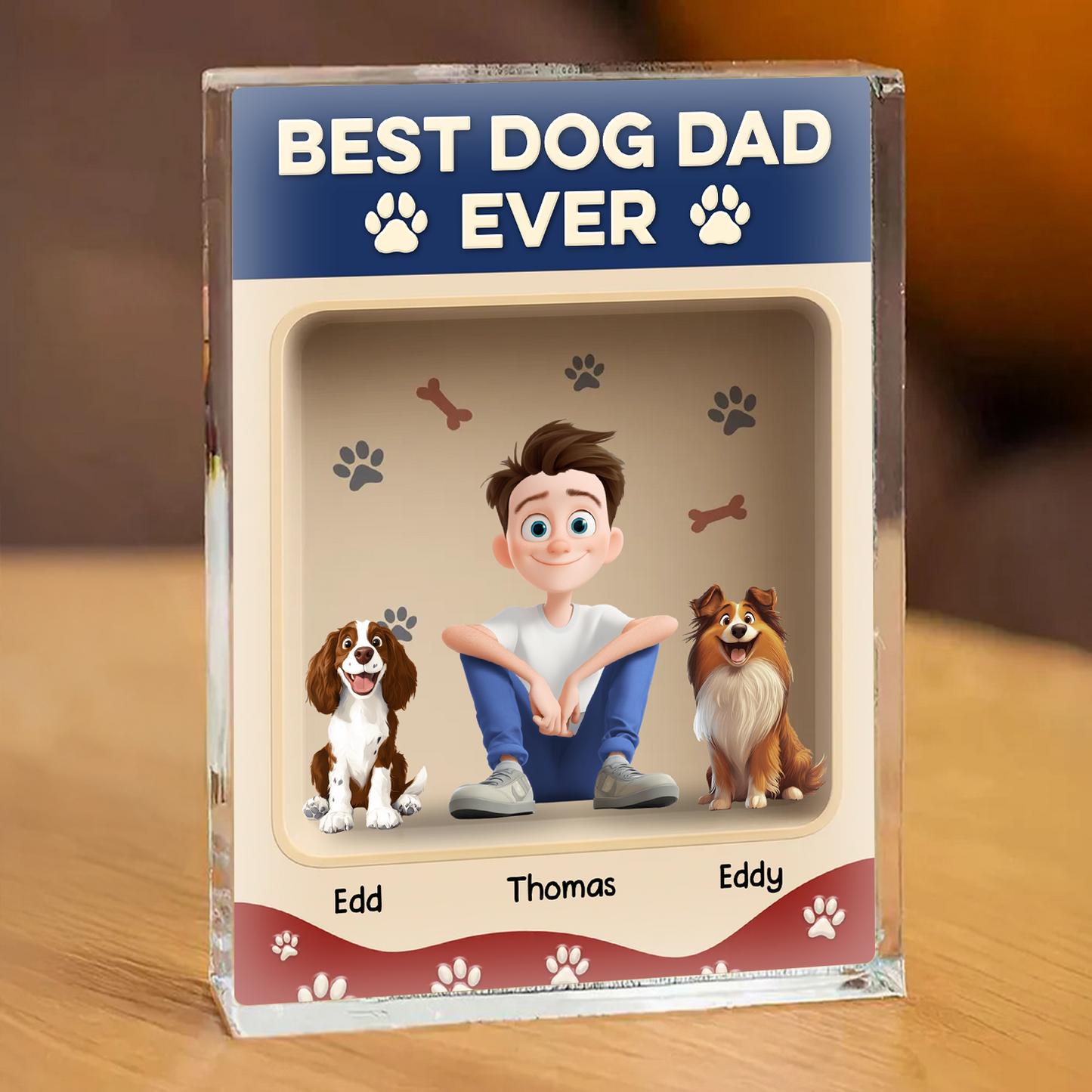 Best Dog Dad Ever - Custom Figure Personalized Acrylic Block Plaque