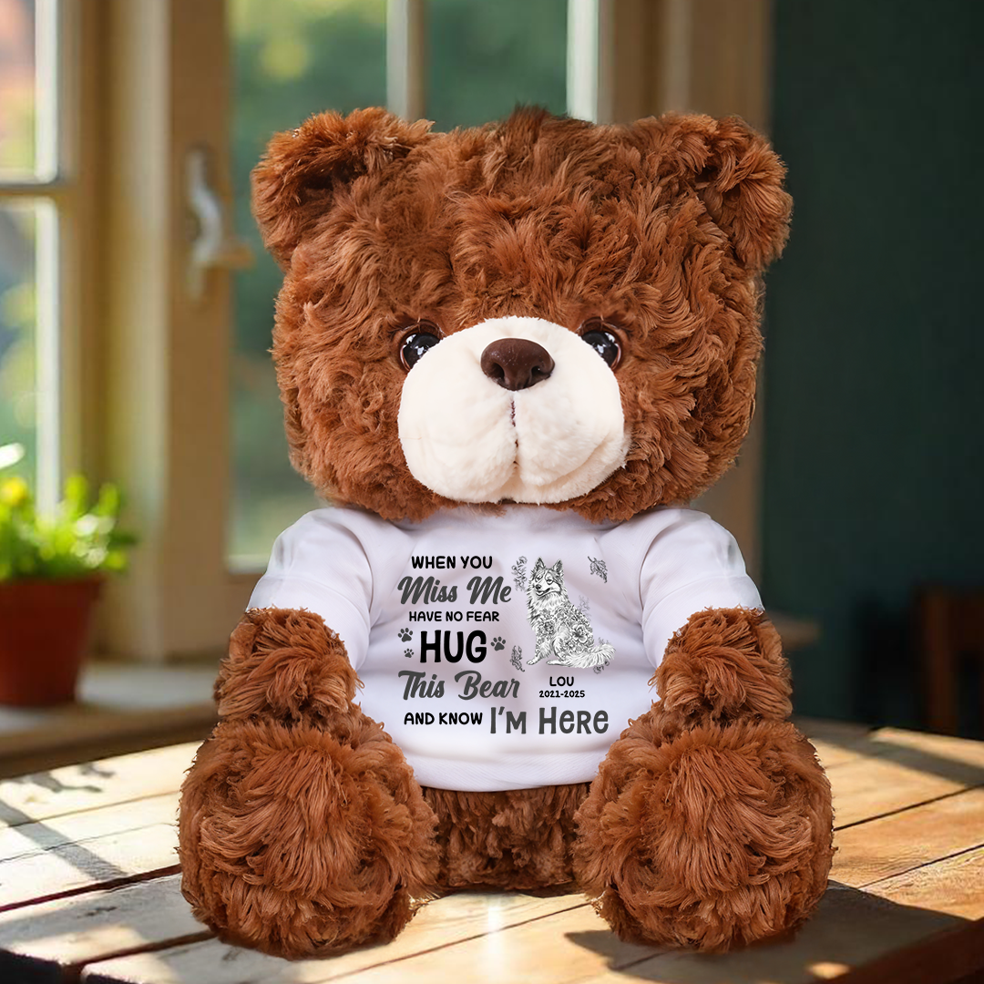 Memorial Flower Dog - Personalized Custom Teddy Bear Plush