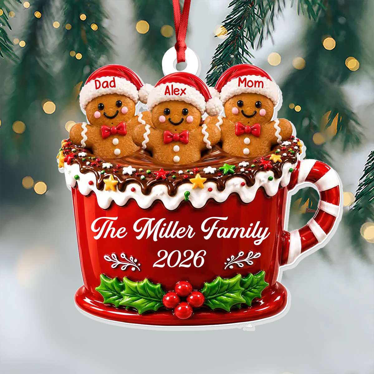 Custom Gingerbread Acrylic Ornament - Real 3D Relief Ornament