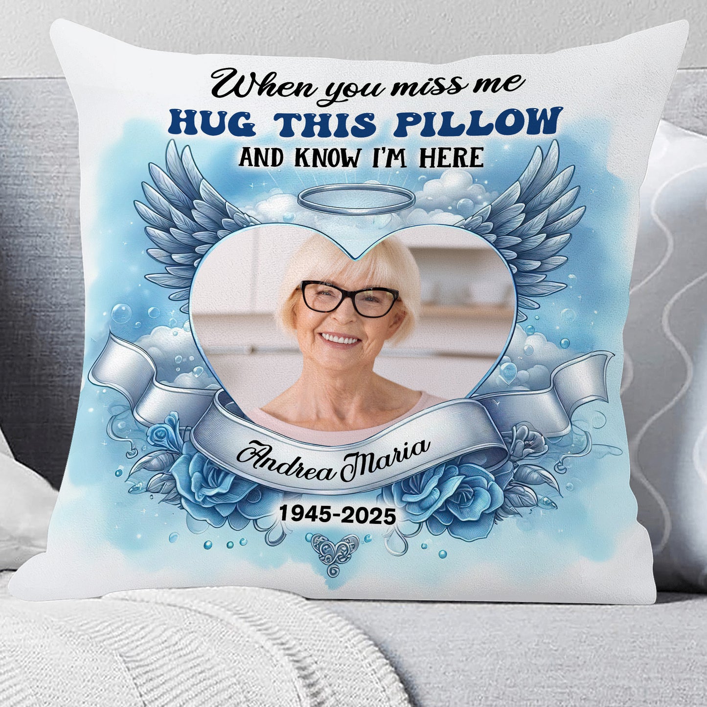 Loving Memorial Blue Sky - Personalized Custom Pillow