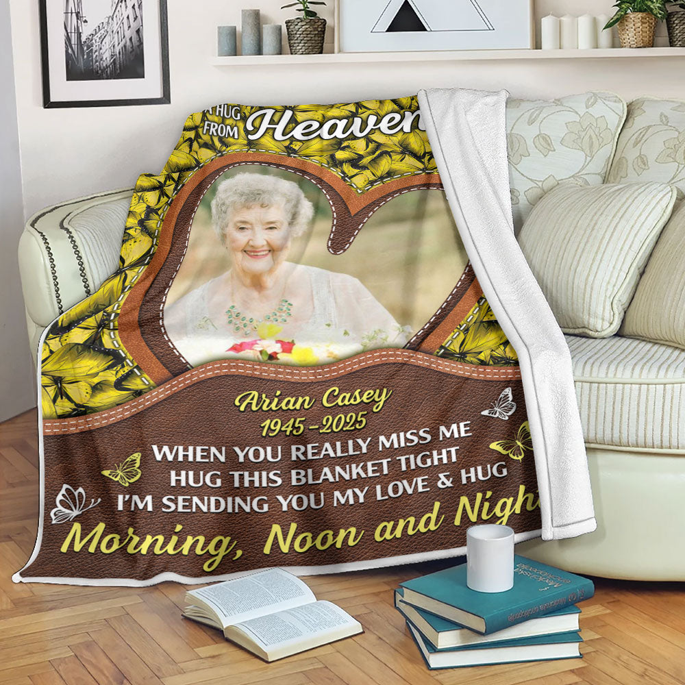 A Heart From Heaven Butterfly - Memorial Personalized Custom Blanket - Sympathy Gift