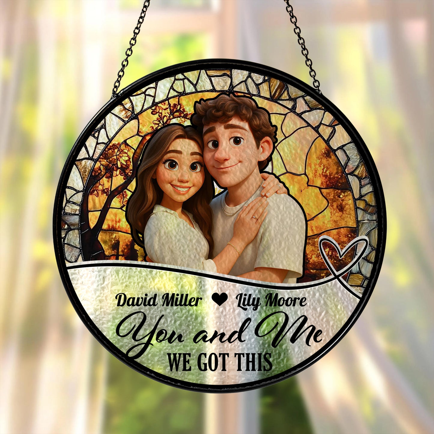 You and Me We Got This - Personalized Photo Stained Glass Window Hanging Suncatcher
