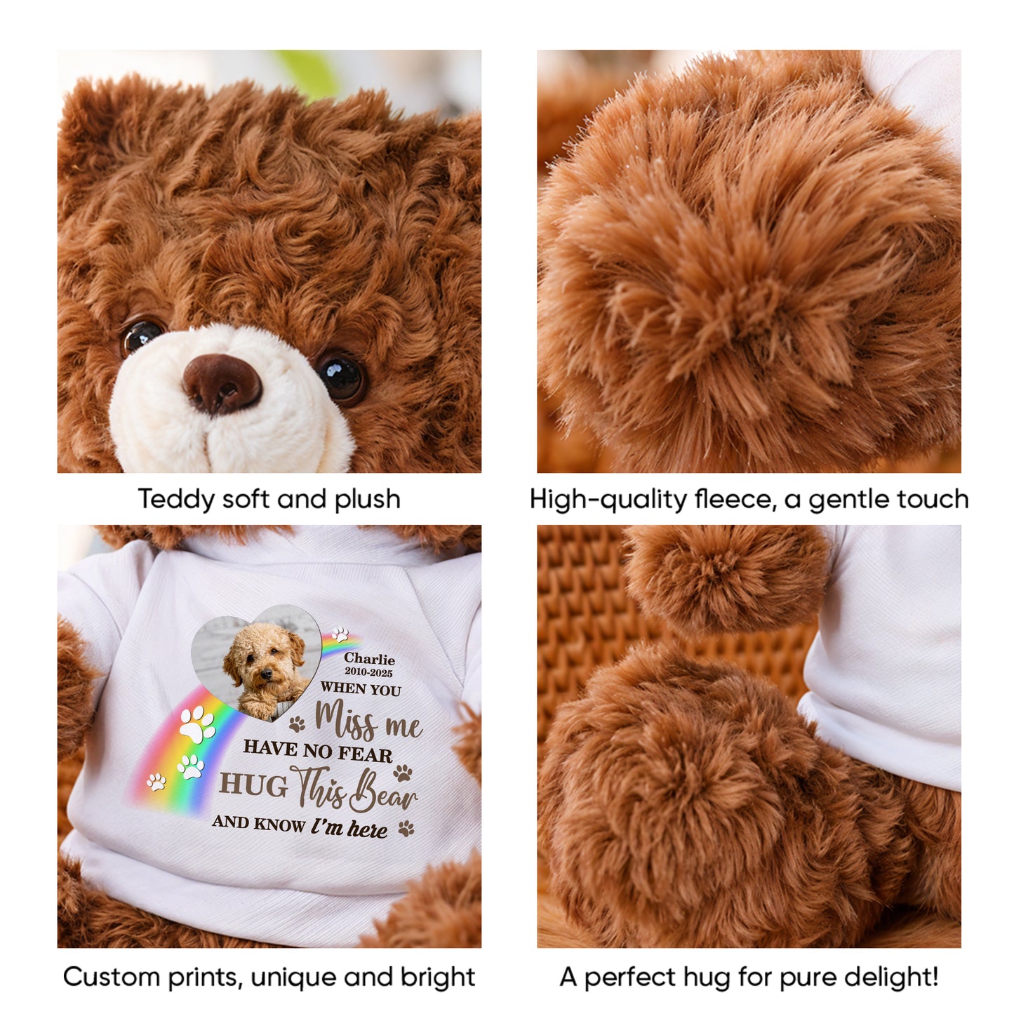 A Hug From Heaven I'm Here - Memorial Personalized Custom Teddy Bear Plush - Sympathy Gift Dog Lover