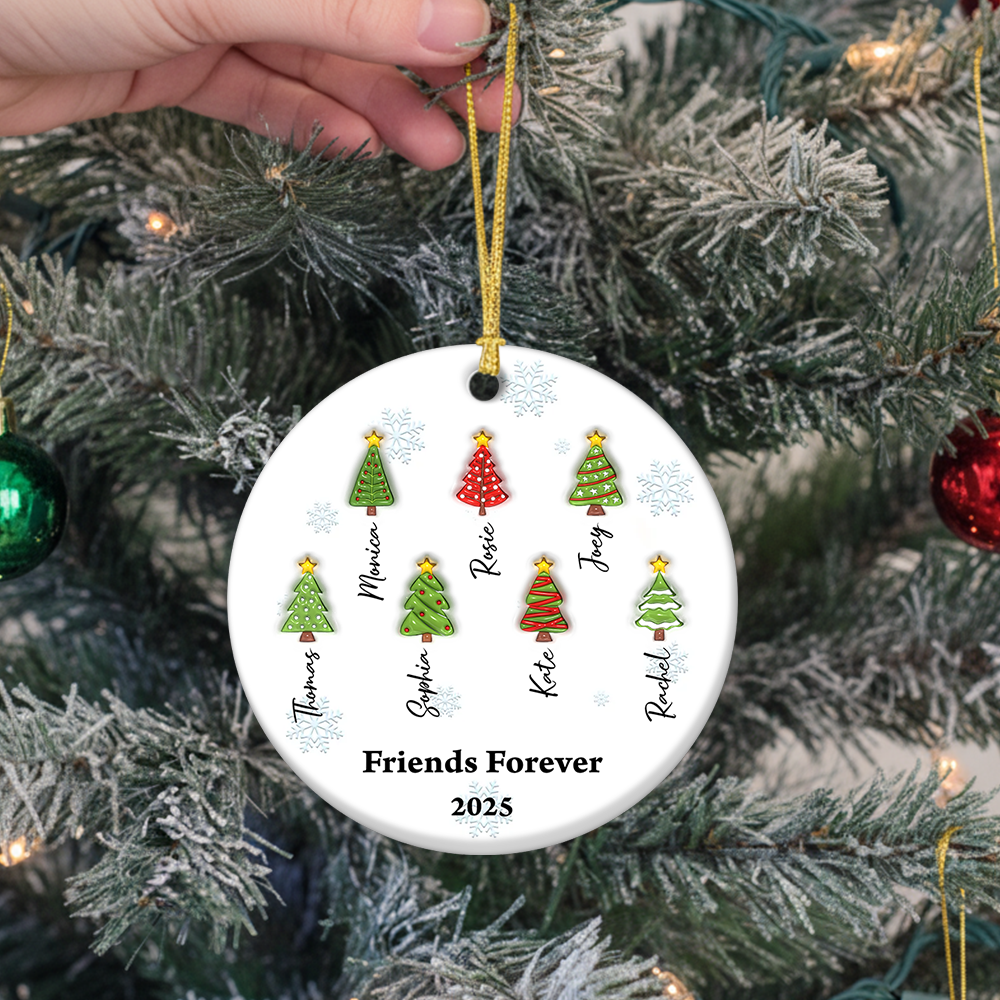 Christmas Tree Family - Personalized Custom Ceramic Ornament 3D Effect