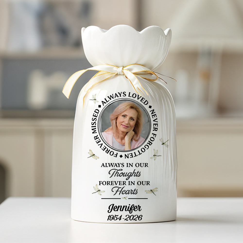 In Loving Memory Cardinal - Personalized Custom Ribbon Tie Flower Vase