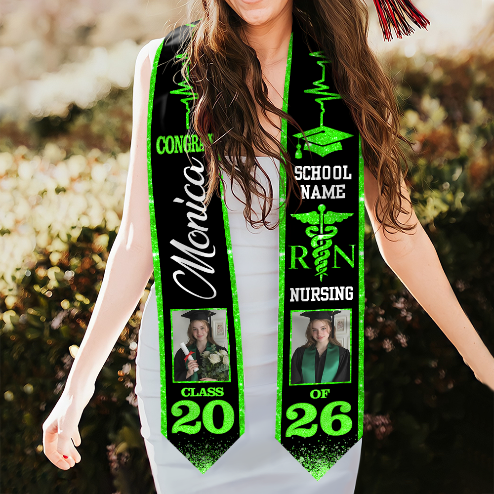Custom Nurse Glitter Class of 2026 Stoles Sash - Personalized Gift For Graduation - Senior Gift