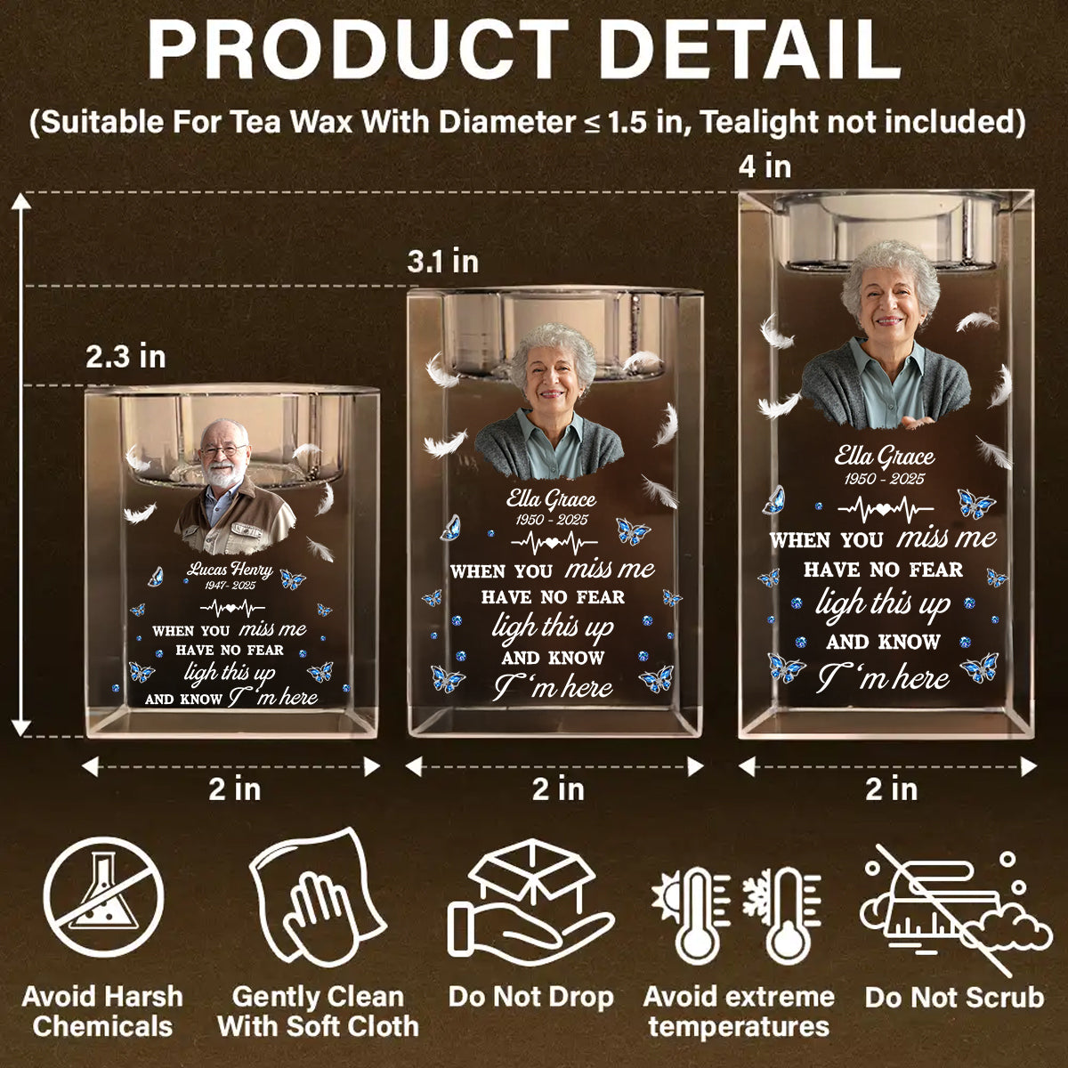 Have No Fear Light This Up - Personalized Crystal Candle Holder