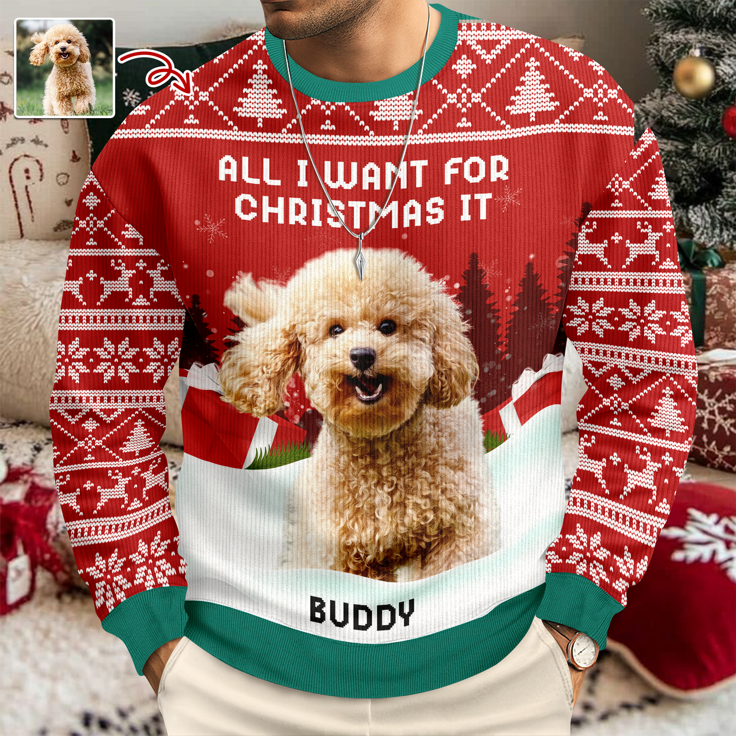 We Woof You Ugly Sweatshirt - Unisex Wool Jumper - Christmas Gift