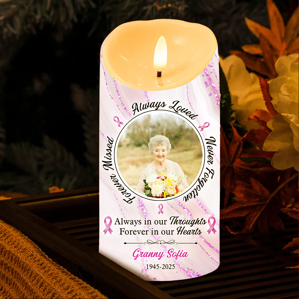 Custom Photo Always In Our Thoughts - Personalized Photo LED Candle
