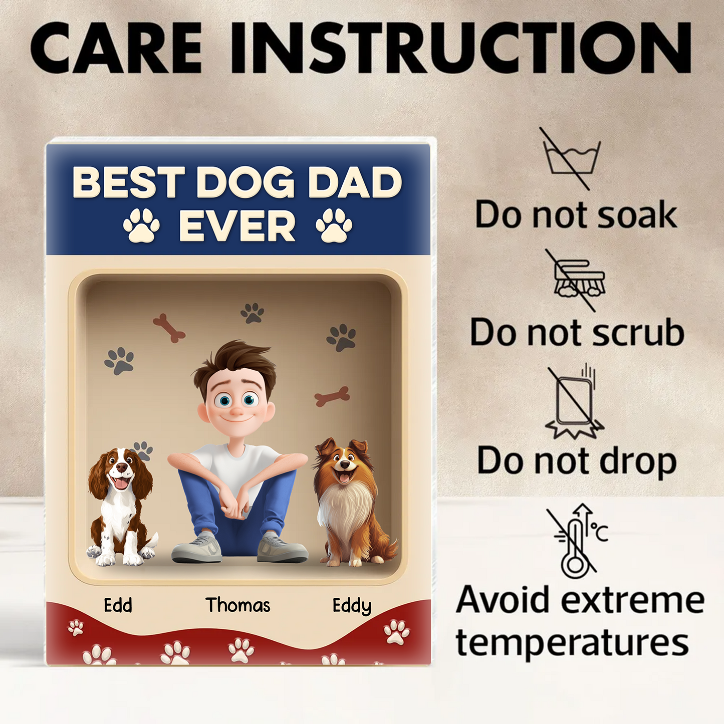 Best Dog Dad Ever - Custom Figure Personalized Acrylic Block Plaque