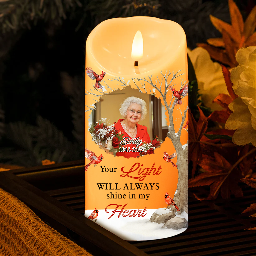Your Light Will Always Shine In My Heart - Personalized Photo LED Candle