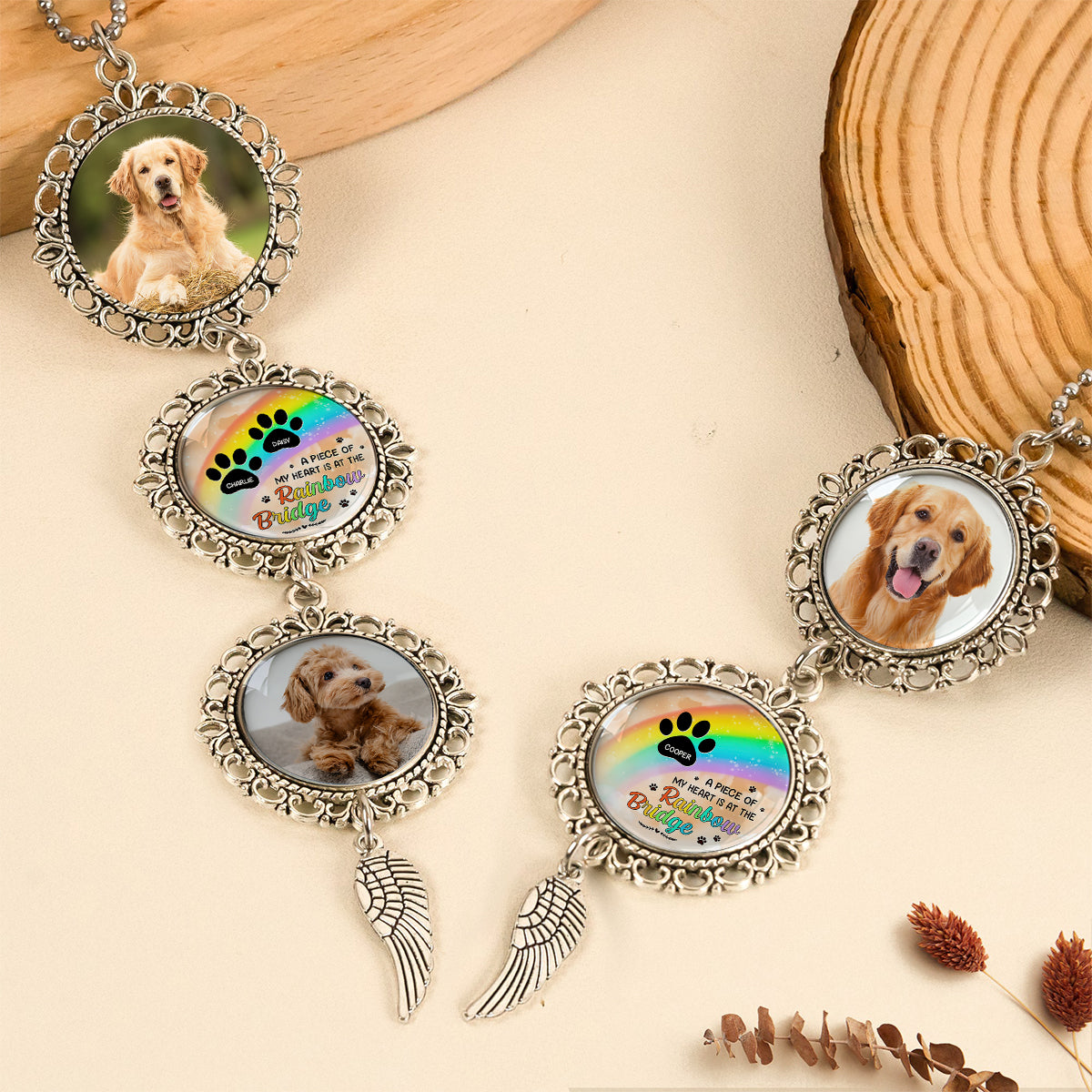 My Favorite Hello Rainbow - Personalized Photo Car Ornament With Charm