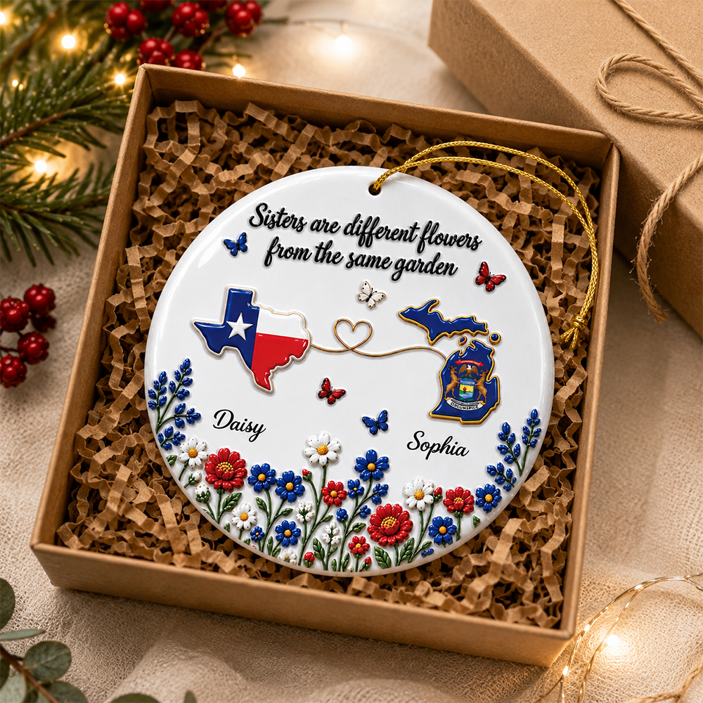 Different Flowers Forever Connected - Real 3D Ceramic Ornament