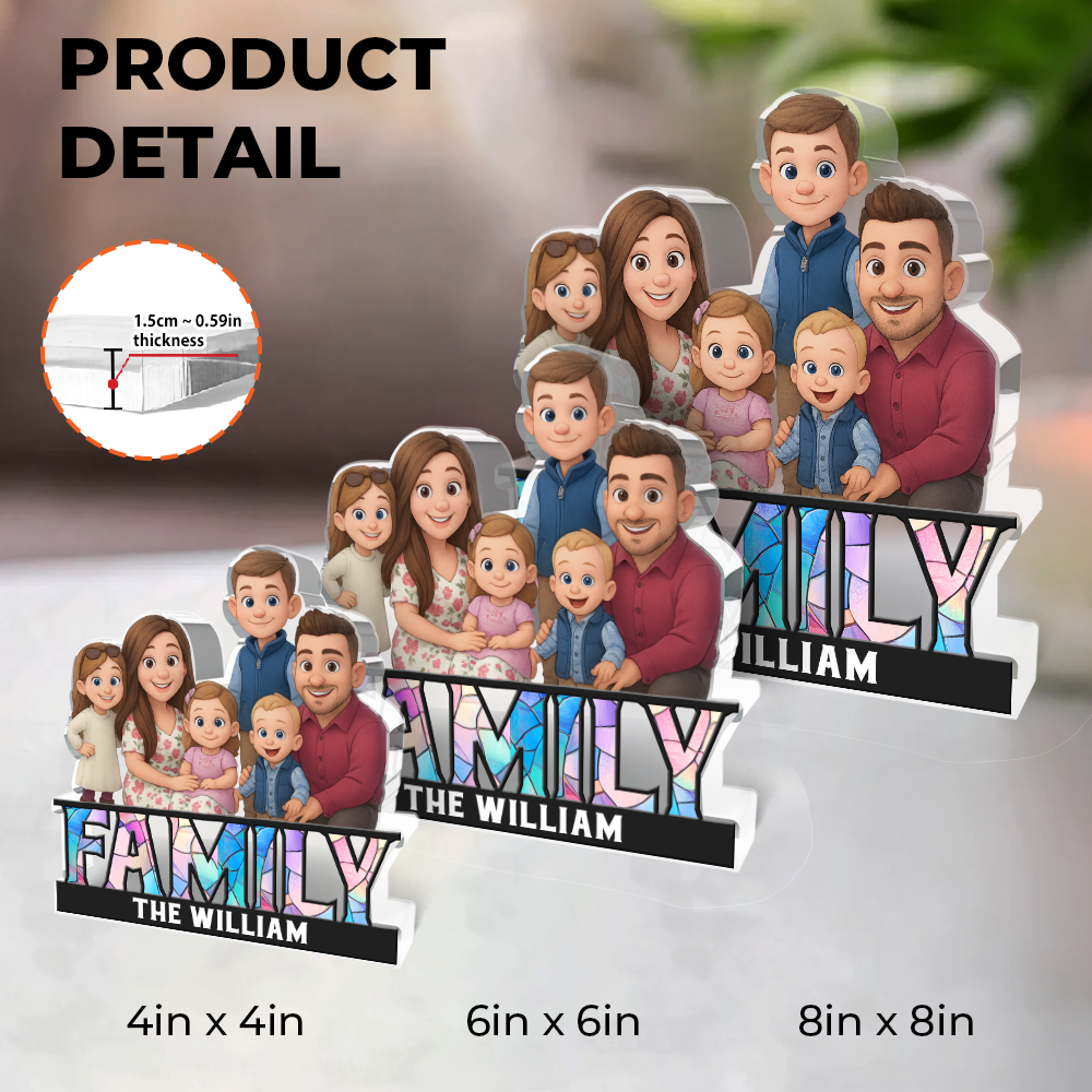 Our Family Name Colorful - Custom Figure Personalized Acrylic Block Plaque