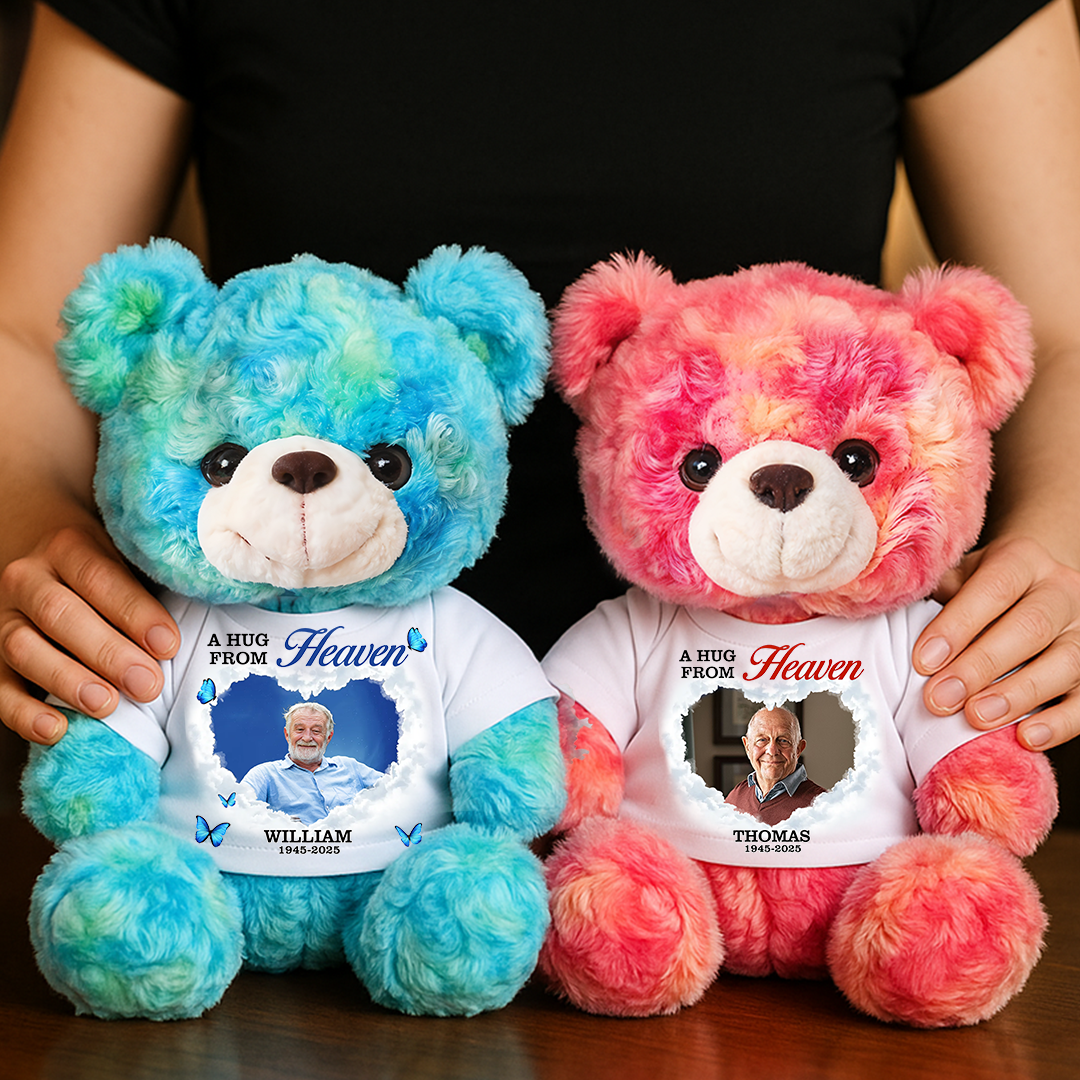 A Piece Of My Heart Is In Heaven - Memorial Personalized Custom Teddy Bear Plush