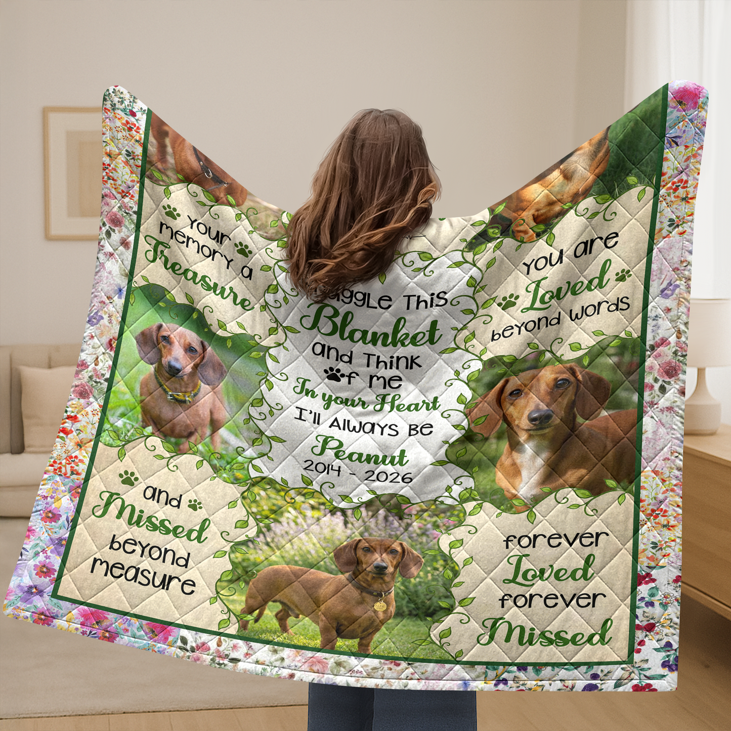 Custom Photo Dog Cat Pet Memorial Snuggle - Memorial Personalized Custom Blanket - Quilt Blanket