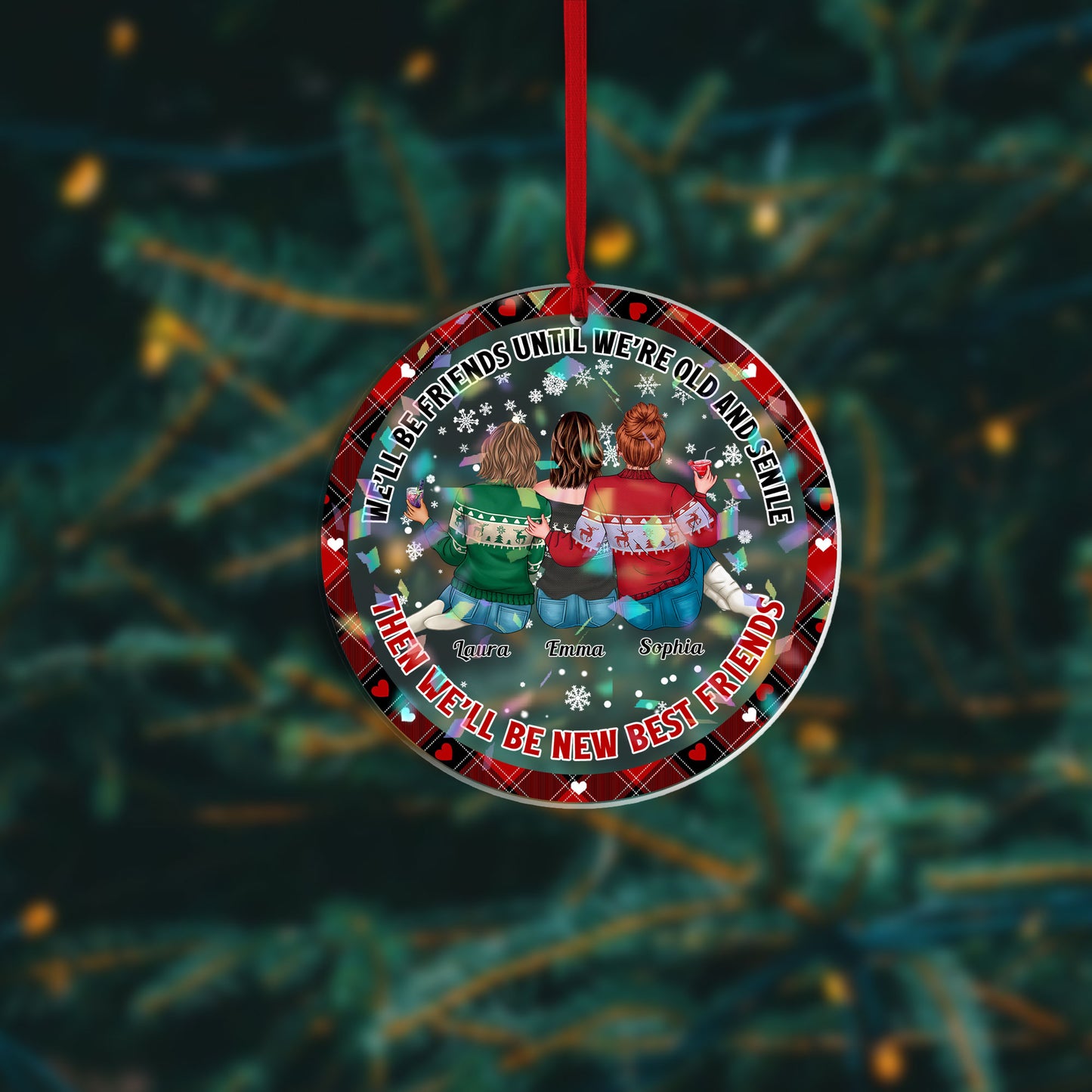 Our Friendship Is Endless - Custom Shape Hologram Ornament